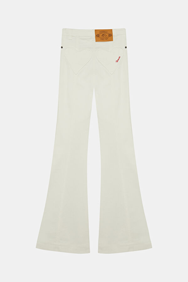 White Women's Skinny Flared Trousers 2