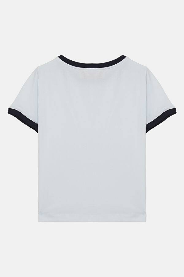Açık Mavi Bisiklet Yaka Kadın T-Shirt 2