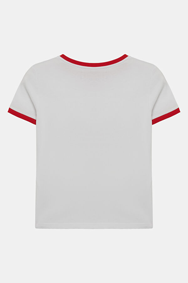 Beyaz Bisiklet Yaka Kadın T-Shirt 2