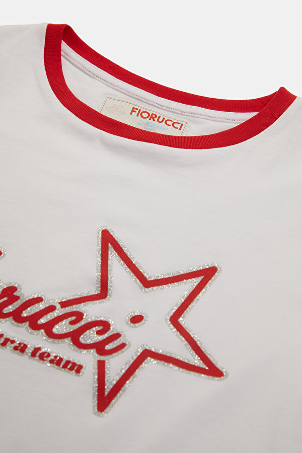 Beyaz Bisiklet Yaka Kadın T-Shirt 3