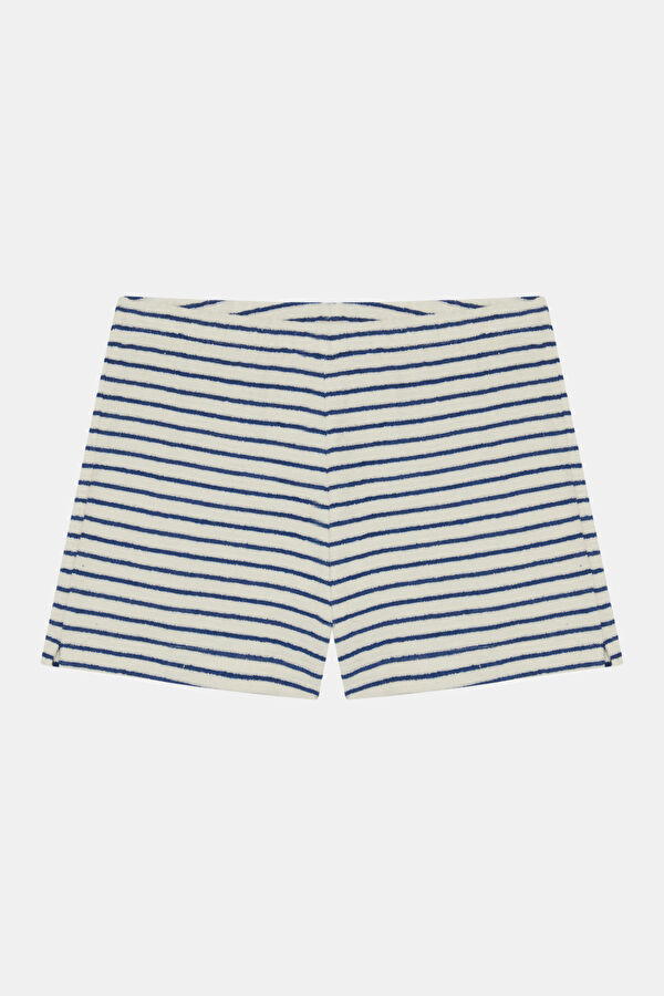 Lacivert Çizgili Kadın Şort