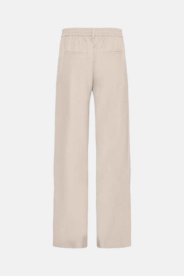 Krem Wide Leg Kadın Pantolon 2
