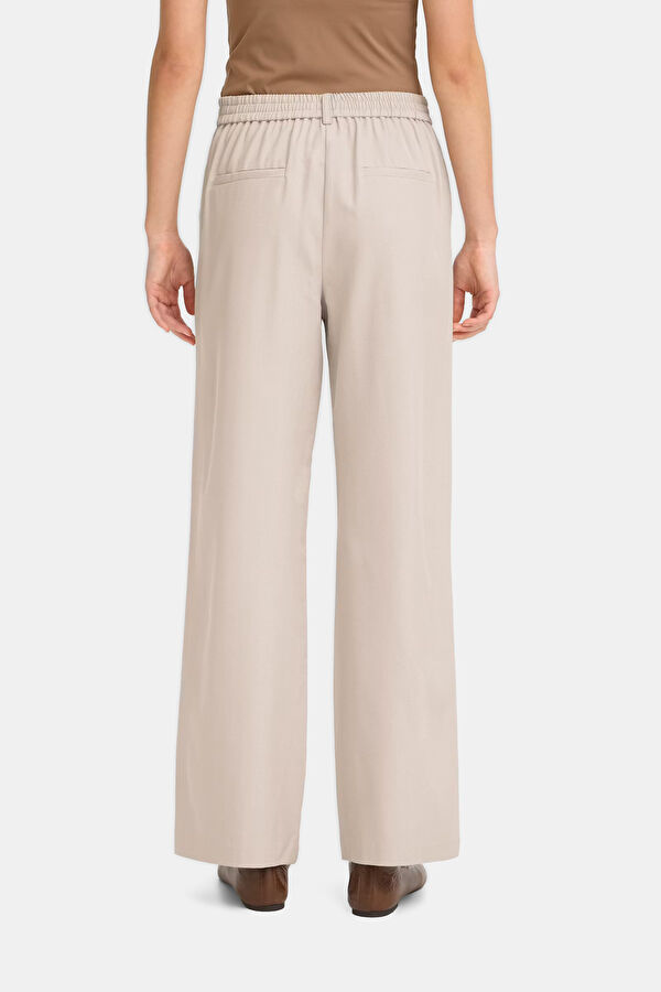 Krem Wide Leg Kadın Pantolon 4