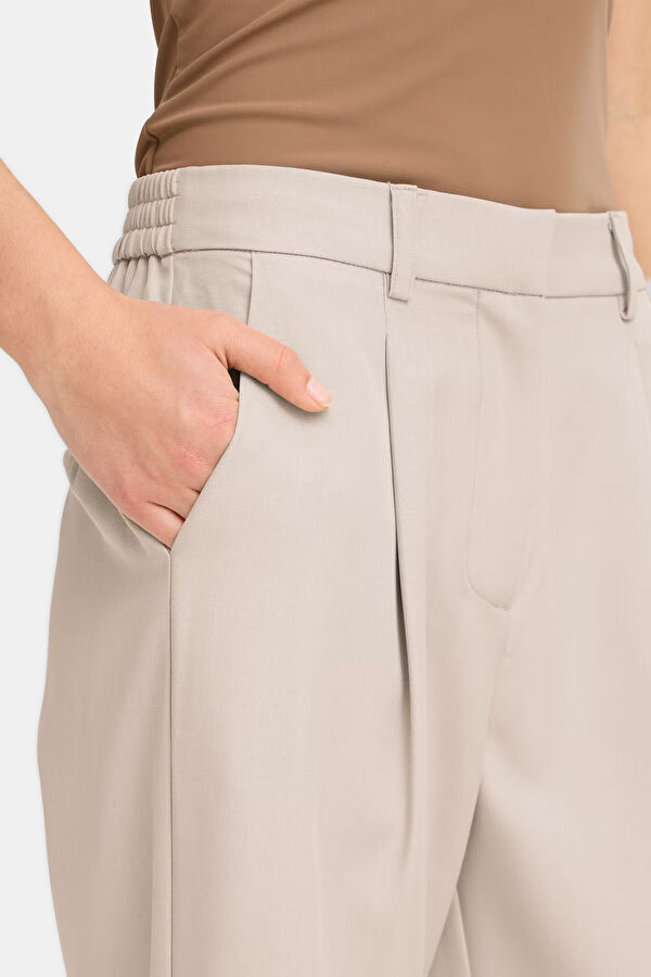 Krem Wide Leg Kadın Pantolon 5