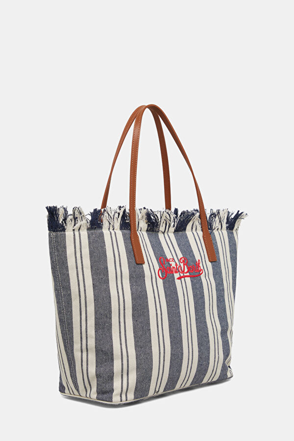 City Bag Fringe Navy Striped Bag 2