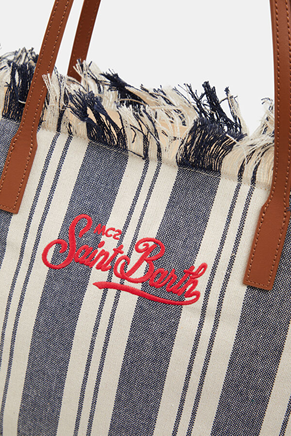 City Bag Fringe Navy Striped Bag 4