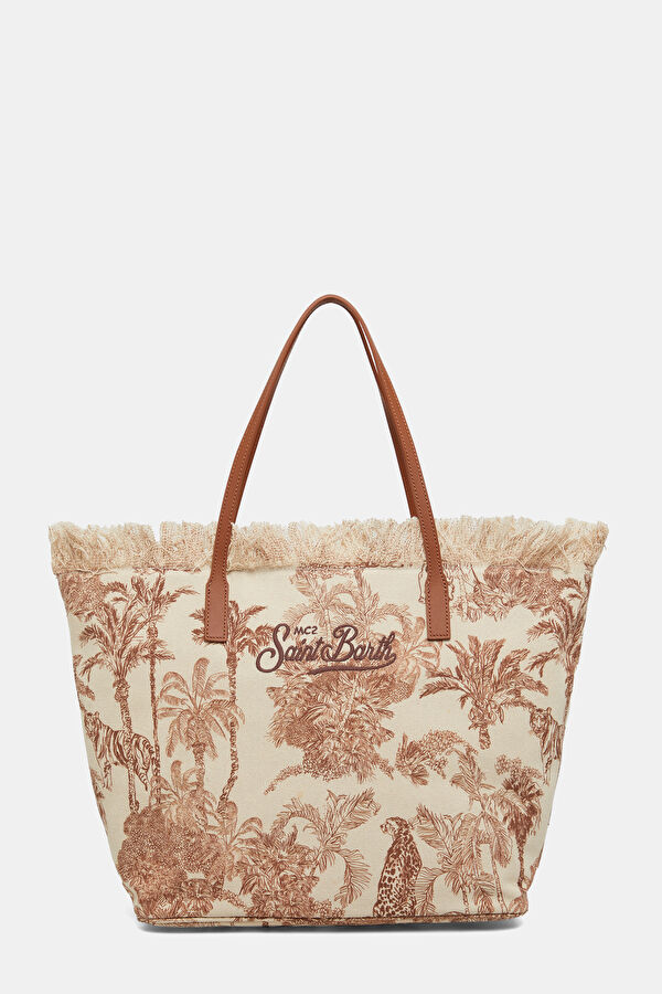 City Bag Fringe Beyaz Desenli Çanta