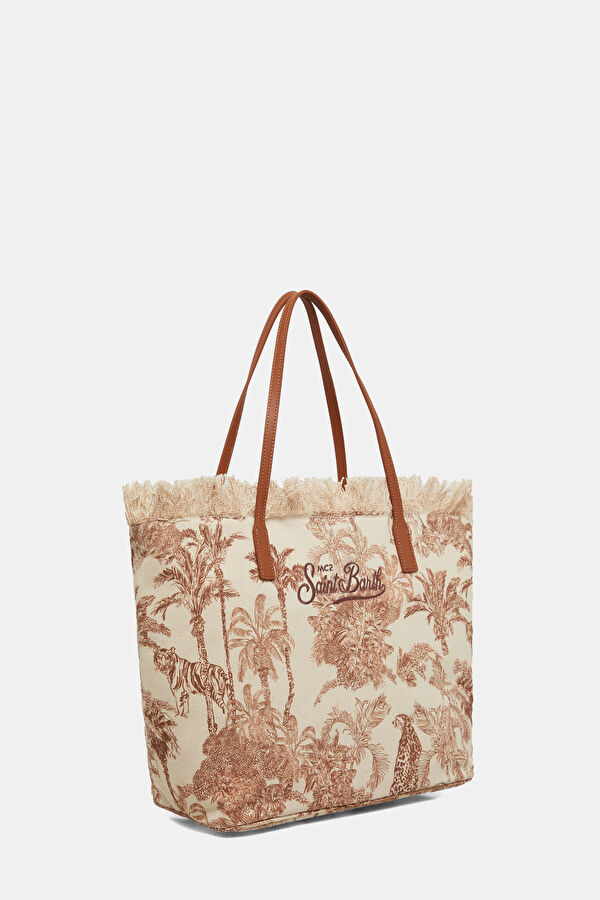 City Bag Fringe Beyaz Desenli Çanta 2