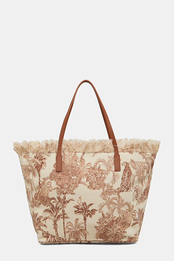 City Bag Fringe Beyaz Desenli Çanta 3