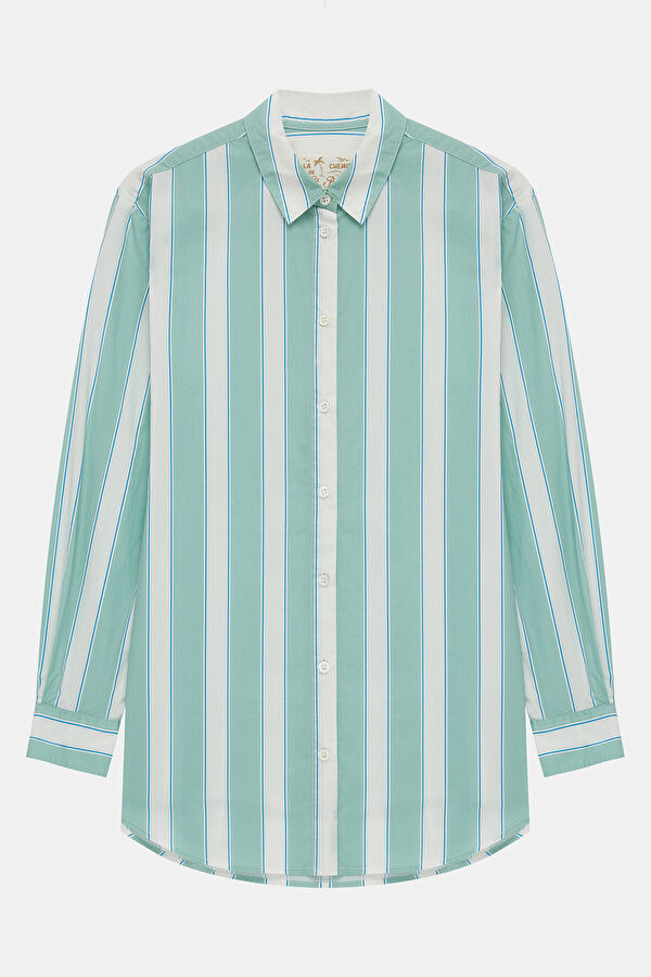 Green Striped Women's Shirt