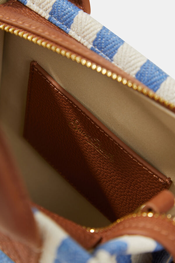 Vanity Mini Blue Striped Bag 6