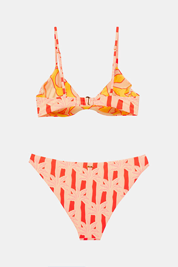 Açık Pembe Desenli Bağlamalı Kadın Bikini 2