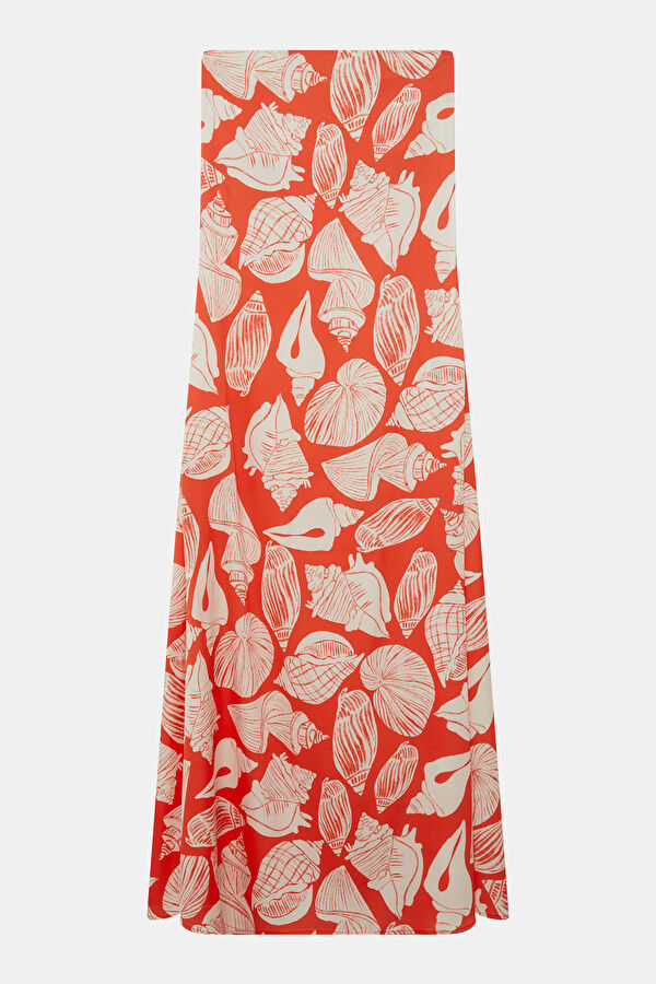 Red Patterned Maxi Women's Dress