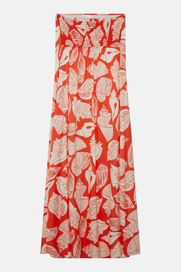 Red Patterned Maxi Women's Dress 2