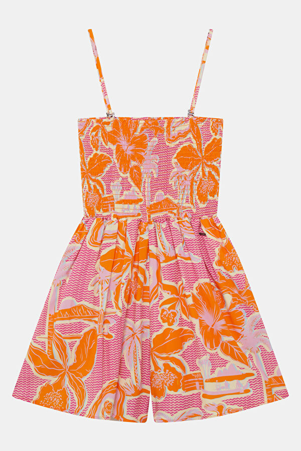 Orange Patterned Mini Women's Dress