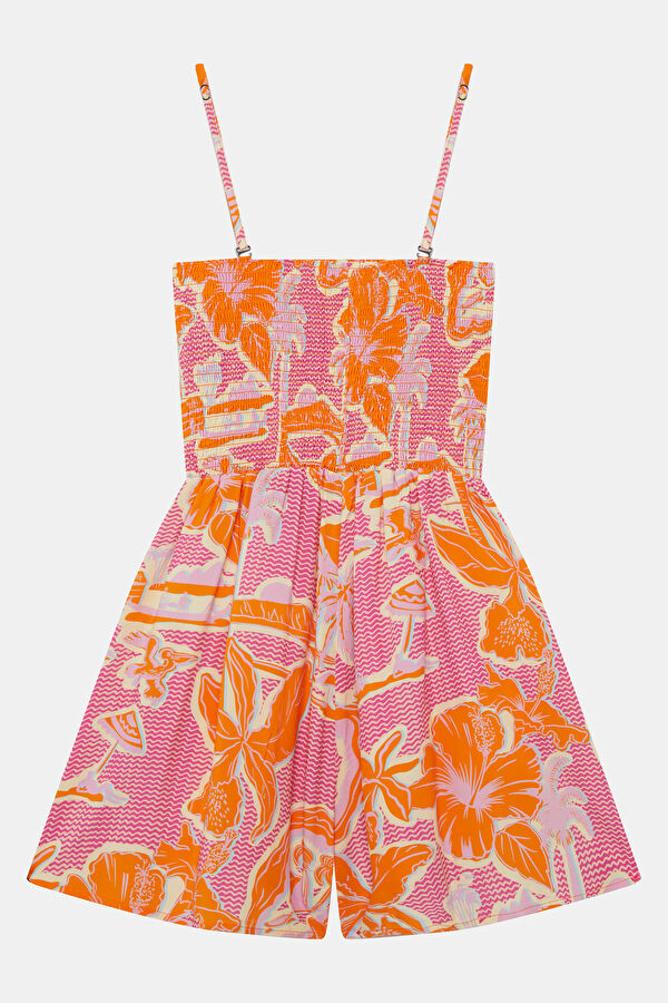 Orange Patterned Mini Women's Dress 2