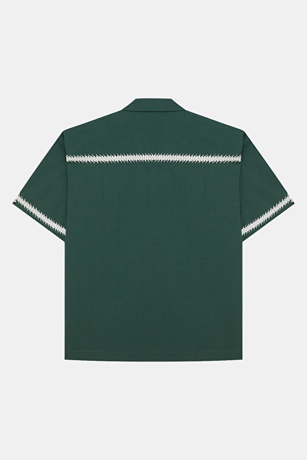 Relax Fit Green Embroidered Men's Shirt 5
