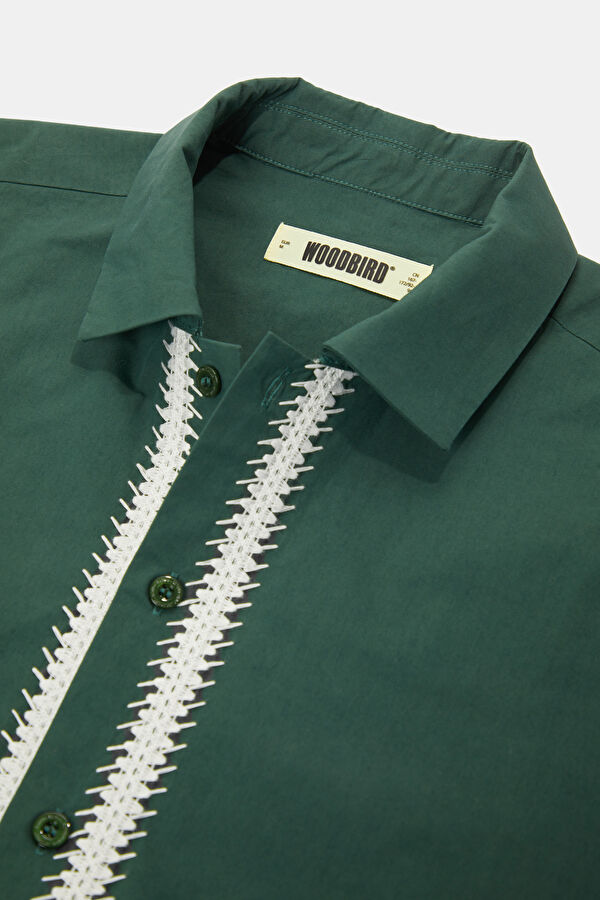 Relax Fit Green Embroidered Men's Shirt 6
