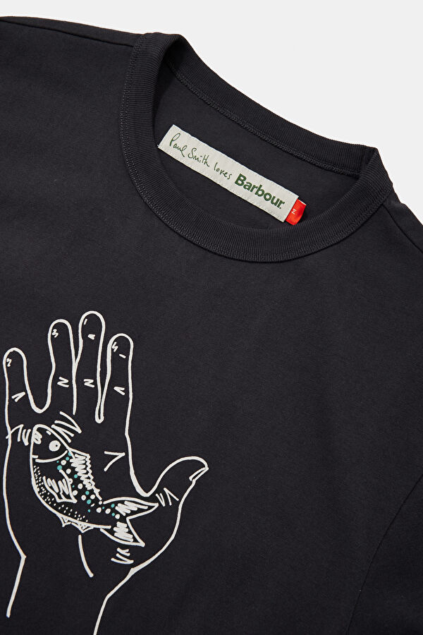 X Paul Smith Fortune Fish Graphic Lacivert Bisiklet Yaka Baskılı Erkek T-Shirt 3
