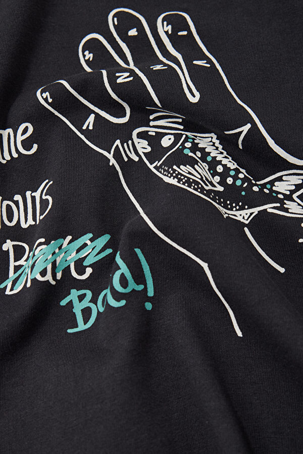 X Paul Smith Fortune Fish Graphic Lacivert Bisiklet Yaka Baskılı Erkek T-Shirt 4
