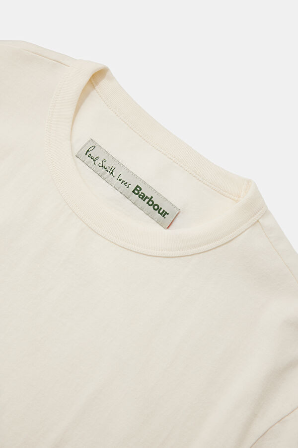 X Paul Smith Fishing Krem Bisiklet Yaka Baskılı Erkek T-Shirt 3