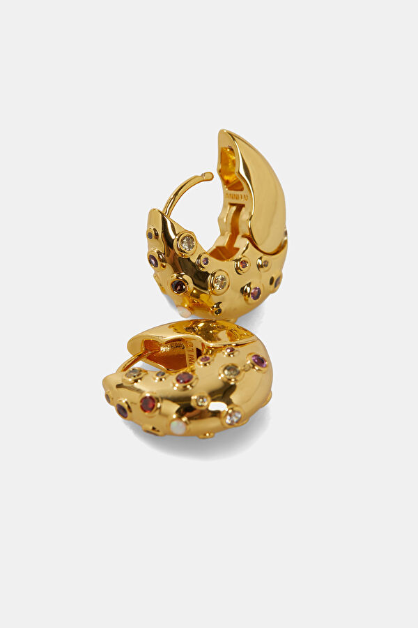 Gold Colored Beaded Earrings 3