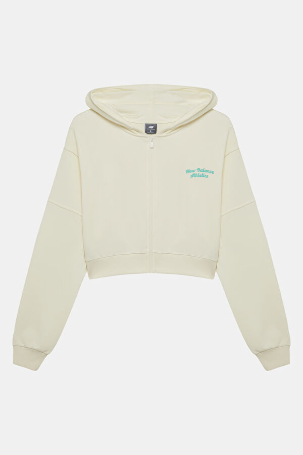 Ekru Relax Kalıp Kapuşonlu Kadın Sweatshirt