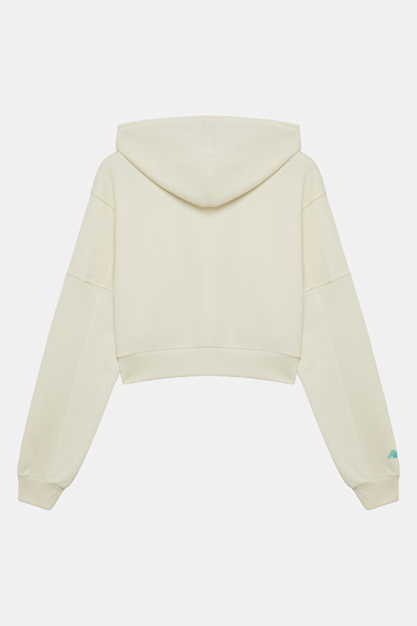 Ekru Relax Kalıp Kapuşonlu Kadın Sweatshirt 2