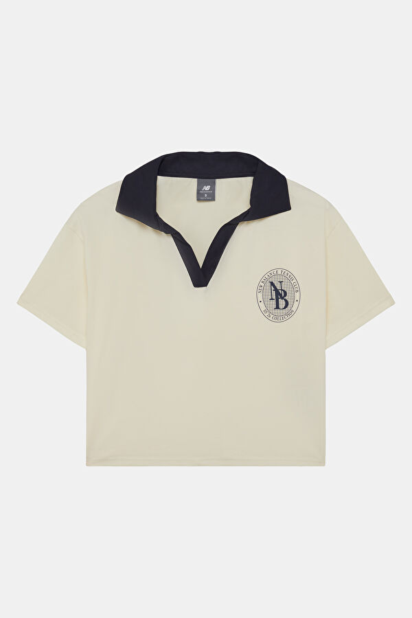 Ekru Polo Yaka Kadın T-Shirt