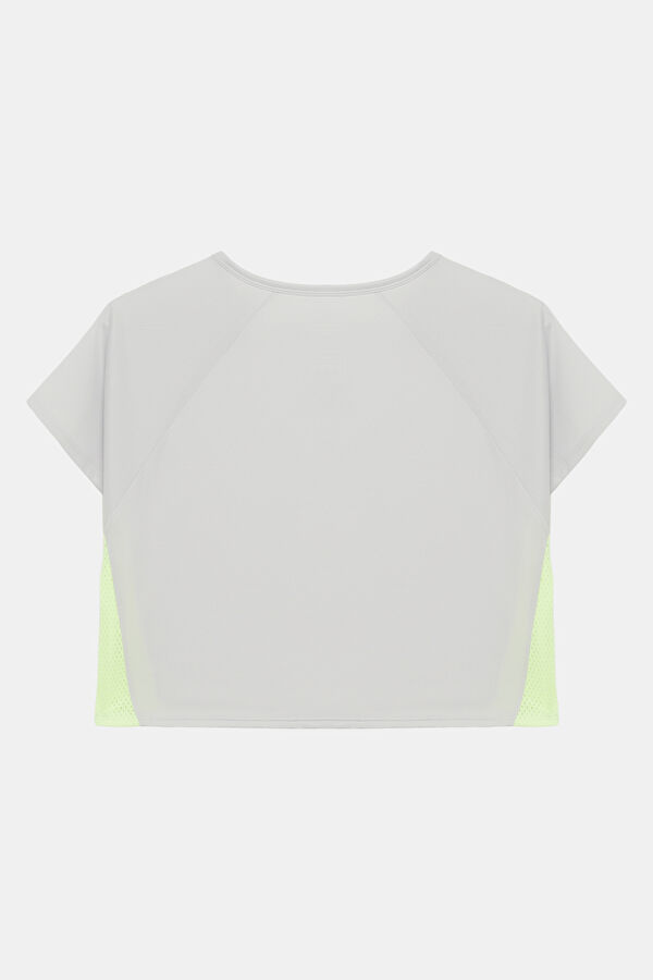 Gri Bisiklet Yaka Kadın T-Shirt 2