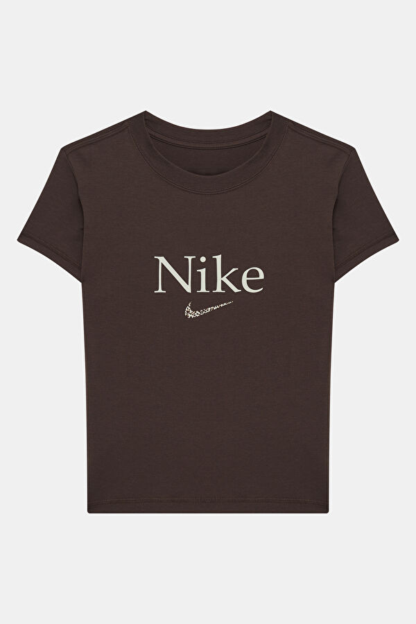Kahve Bisiklet Yaka Kadın T-Shirt