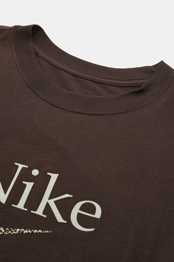 Kahve Bisiklet Yaka Kadın T-Shirt 3