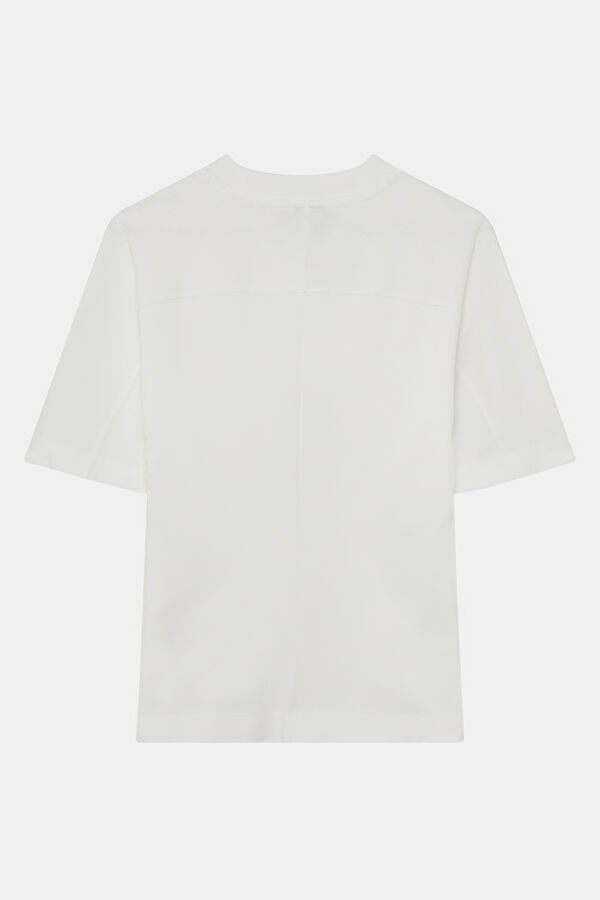 Beyaz Bisiklet Yaka Kadın T-Shirt 2