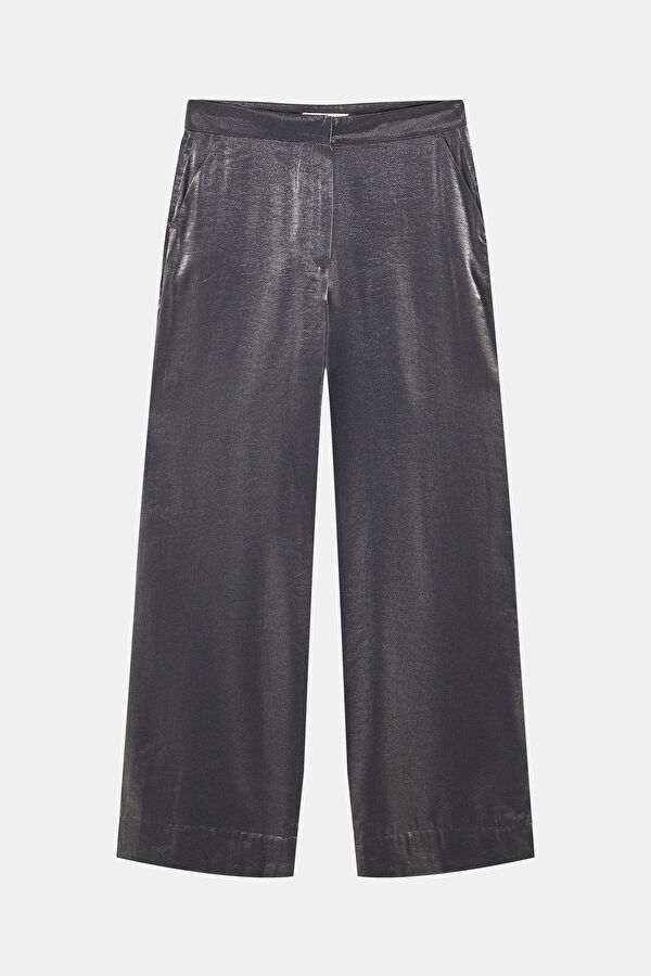 Siyah Wide Leg Viskoz Kadın Pantolon