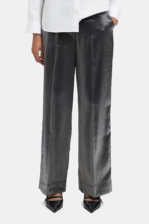 Siyah Wide Leg Viskoz Kadın Pantolon 2