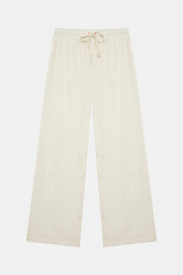 Krem Wide Leg Kadın Pantolon