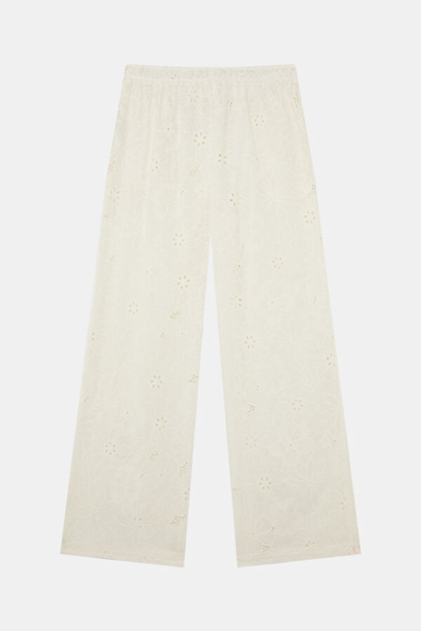 Krem Wide Leg Kadın Pantolon 2