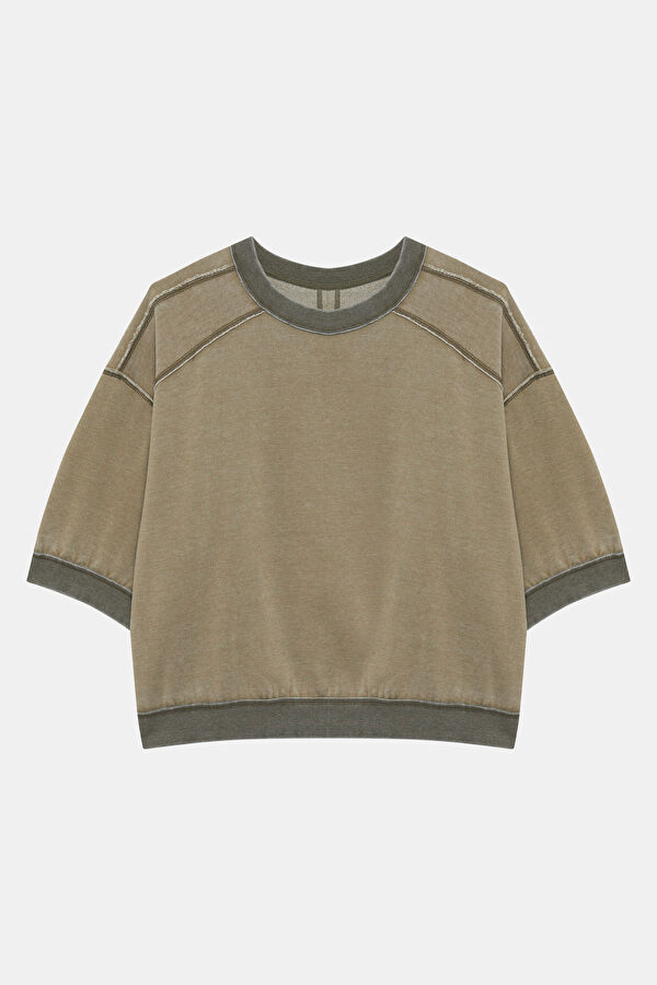 Kahve O Yaka Kadın Sweatshirt