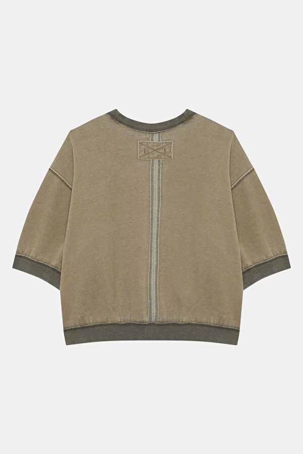 Kahve O Yaka Kadın Sweatshirt 2
