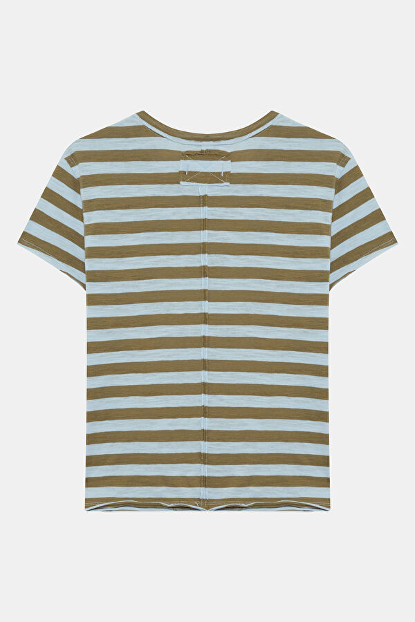 Yeşil Bisiklet Yaka Desenli Kadın T-Shirt 2