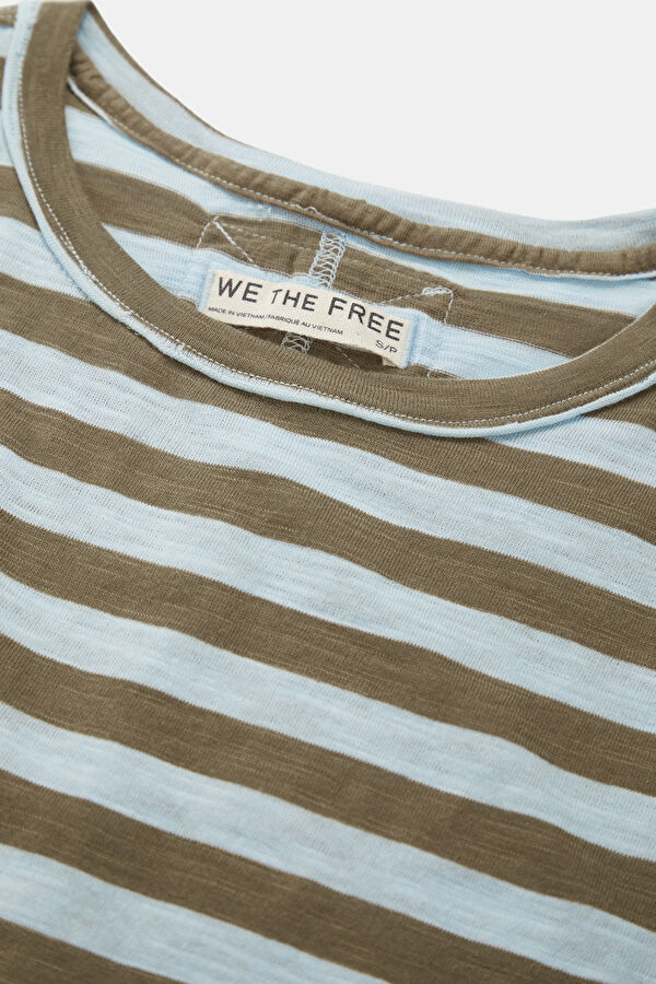 Yeşil Bisiklet Yaka Desenli Kadın T-Shirt 3