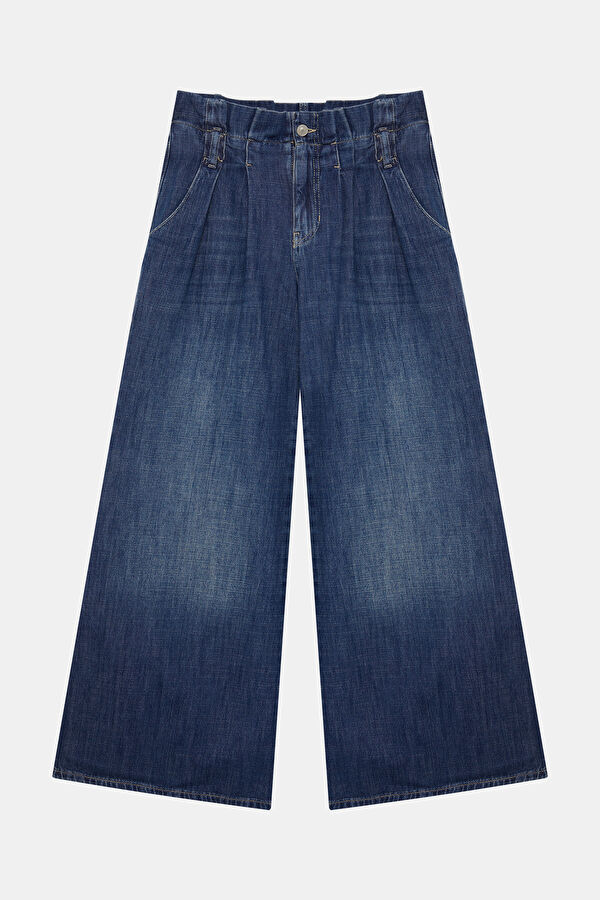 Blue Women's Wide Leg Jean Pants 4