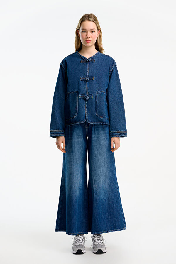 Blue Women's Wide Leg Jean Pants
