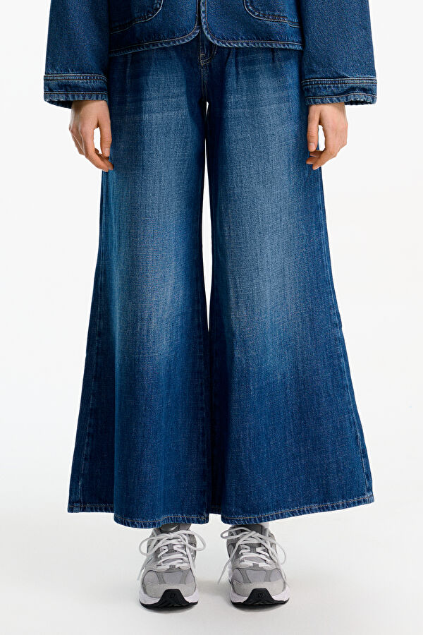 Blue Women's Wide Leg Jean Pants 3