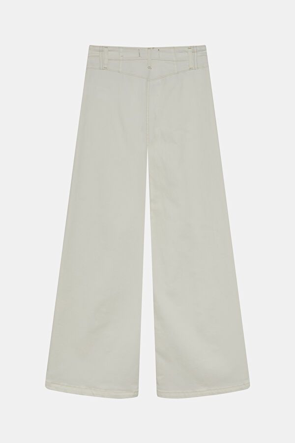 Krem Wide Leg Pantolon 2