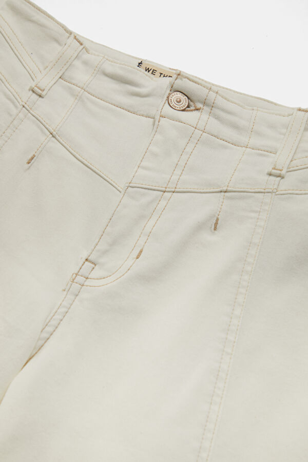 Krem Wide Leg Pantolon 3