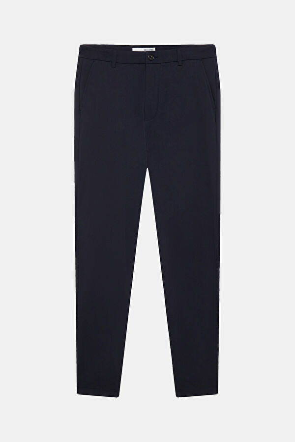 Navy Blue Straight Leg Viscose Jeans Men's Pants