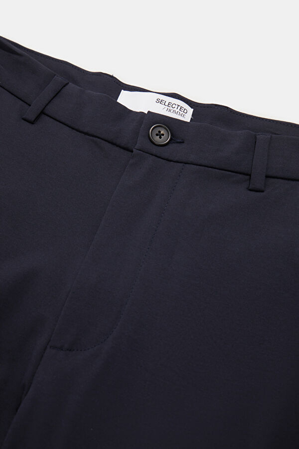Navy Blue Straight Leg Viscose Jeans Men's Pants 3