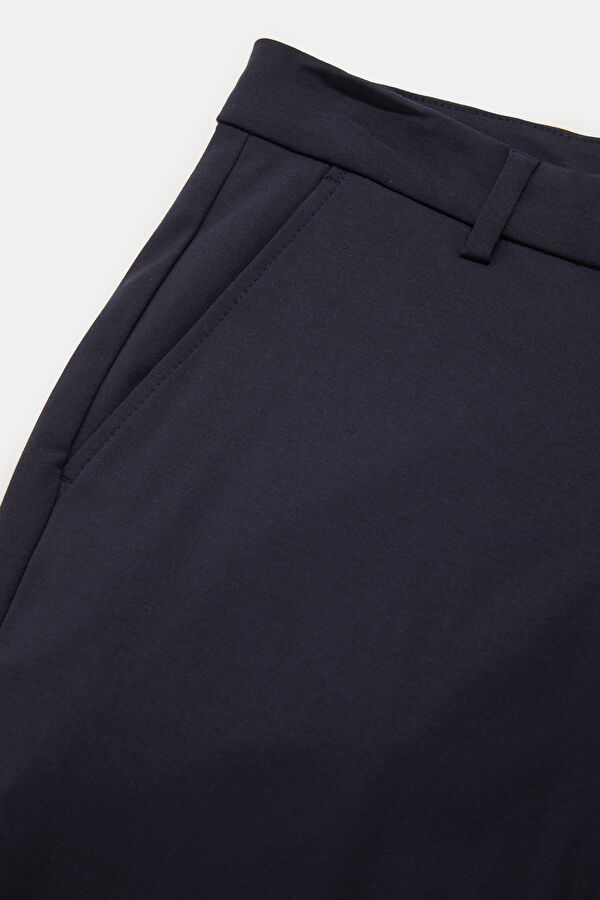 Navy Blue Straight Leg Viscose Jeans Men's Pants 4