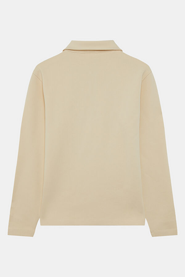 Krem Relax Kalıp Dik Yaka Erkek Sweatshirt 5